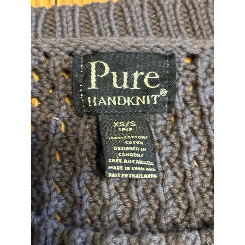 Pure Handknit Women's Oversized Grey Mixed Media Chunky Knit Pocket Sweater XS - Picture 3 of 13